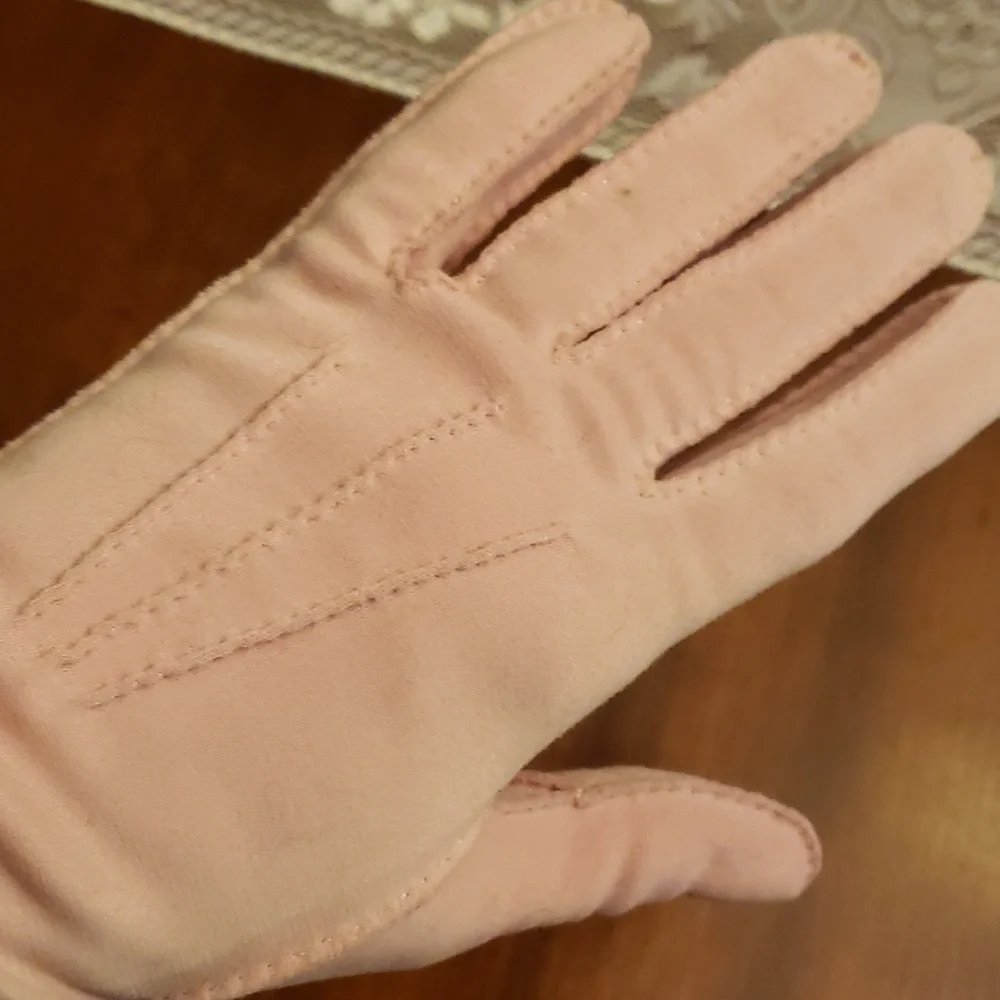 Vintage Stretch Nylon Pink Gloves 7